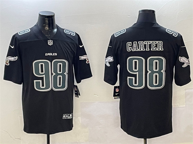 Philadelphia Eagles #98 Jalen Carter Black Fashion New Vapor Untouchable Limited Stitched Jersey - Zenithce