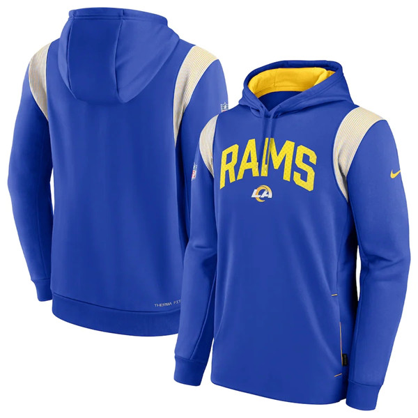 Los Angeles Rams Royal Sideline Stack Performance Pullover Hoodie 002 - Zenithce