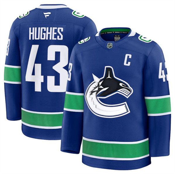 Vancouver Canucks #43 Quinn Hughes Blue 2024-25 Home Stitched Jersey - Zenithce