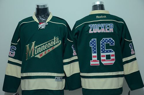 Wild #16 Jason Zucker Green USA Flag Fashion Stitched Jersey - Zenithce