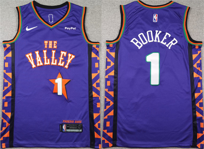 Phoenix Suns #1 Devin Booker Purple 2024-25 City Edition Stitched Jersey - Zenithce