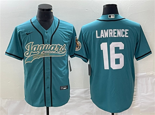 Jacksonville Jaguars #16 Trevor Lawrence Teal With Patch Cool Base Stitched Jersey - Zenithce