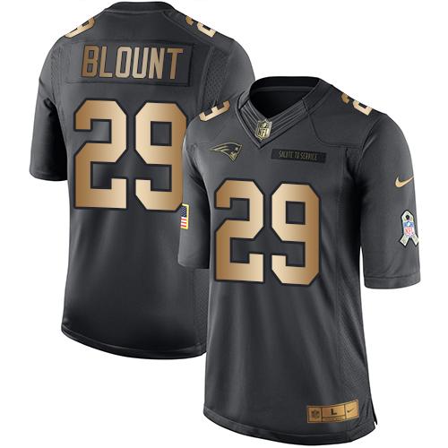 Patriots #29 LeGarrette Blount Black Stitched Limited Gold Salute To Service Nike Jersey - Zenithce