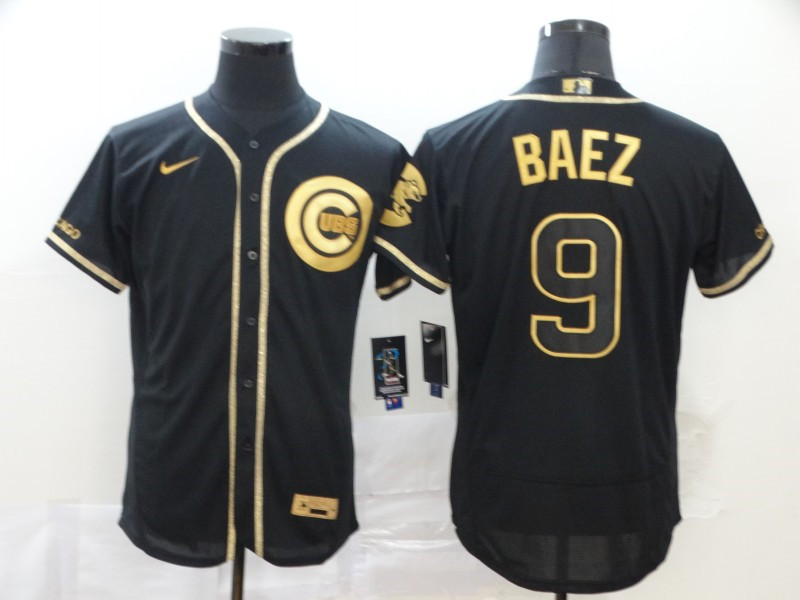 Chicago Cubs #9 Javier Baez Black Golden Flex Base Stitched Jersey - Zenithce
