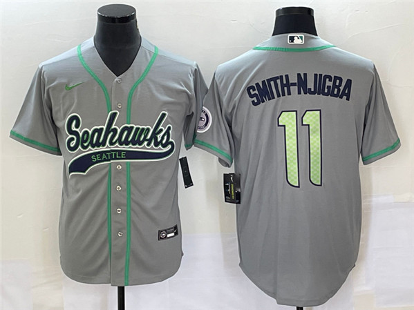 Seattle Seahawks #11 Jaxon Smith-Njigba Gray With Patch Cool Base Stitched Jersey - Zenithce