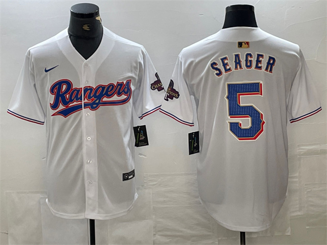 Texas Rangers #5 Corey Seager White Gold Cool Base Stitched Jersey - Zenithce