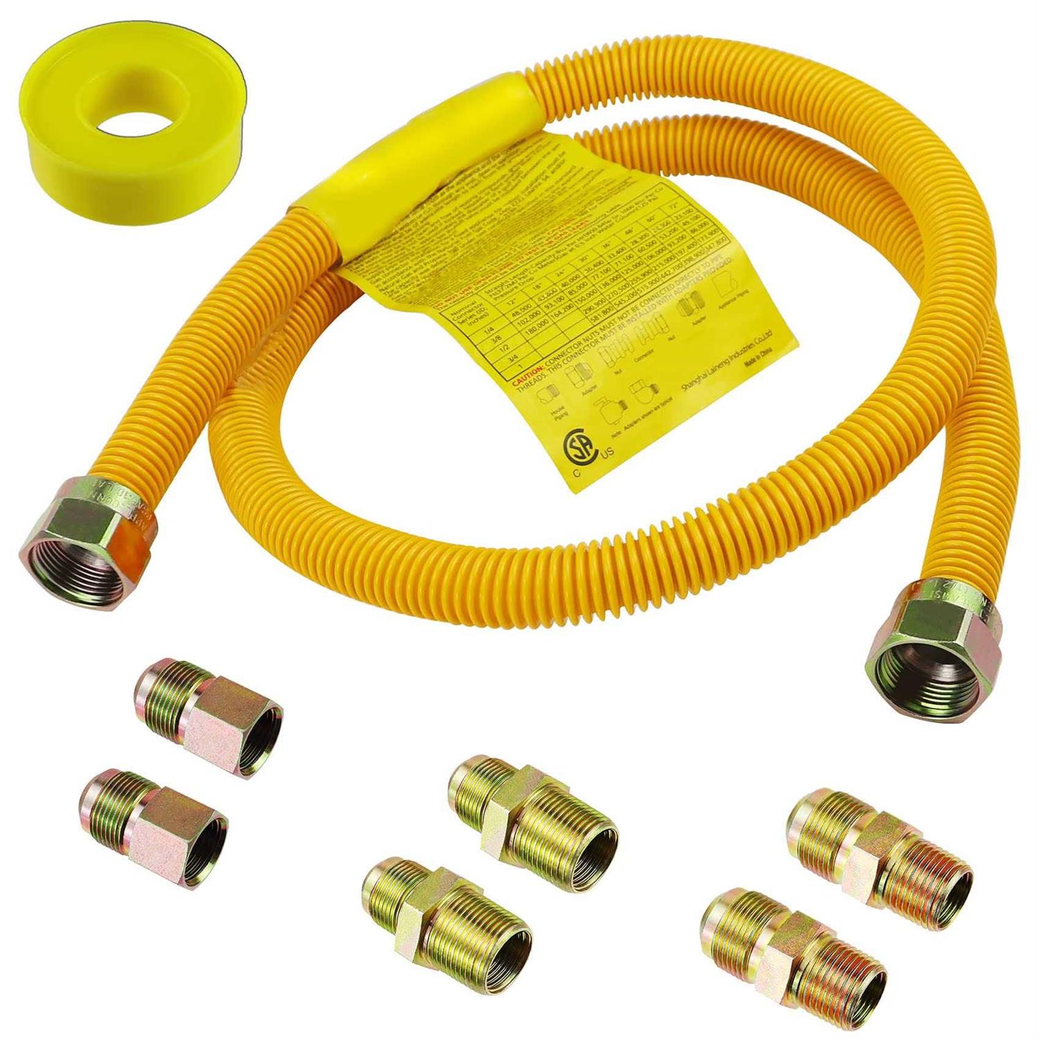 Hosile Flexible Gas Line Kit for Dryer Stove Range Stainless Steel Gas Dryer Connector Kit - Zenithce