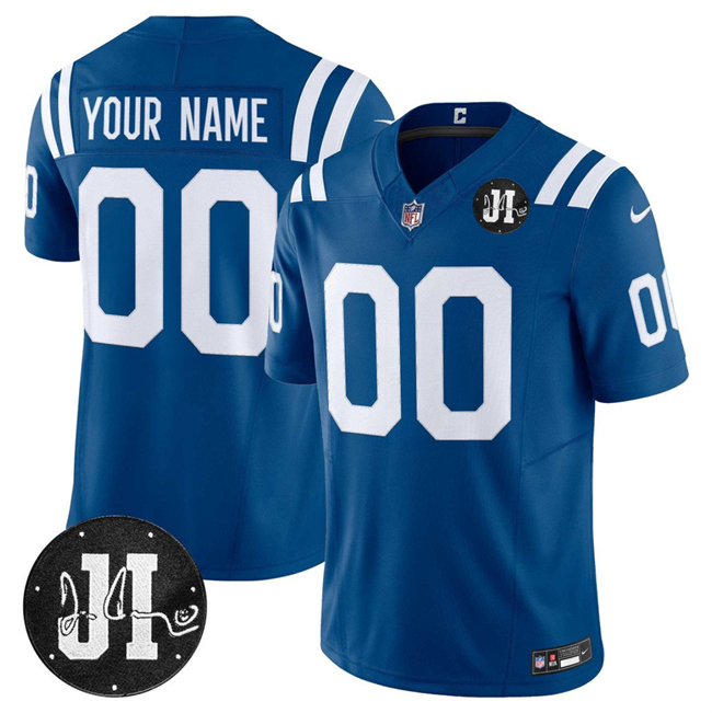 Indianapolis Colts Custom Blue 2025 F.U.S.E. Jim Irsay Patch Vapor Limited Stitched Jersey - Zenithce