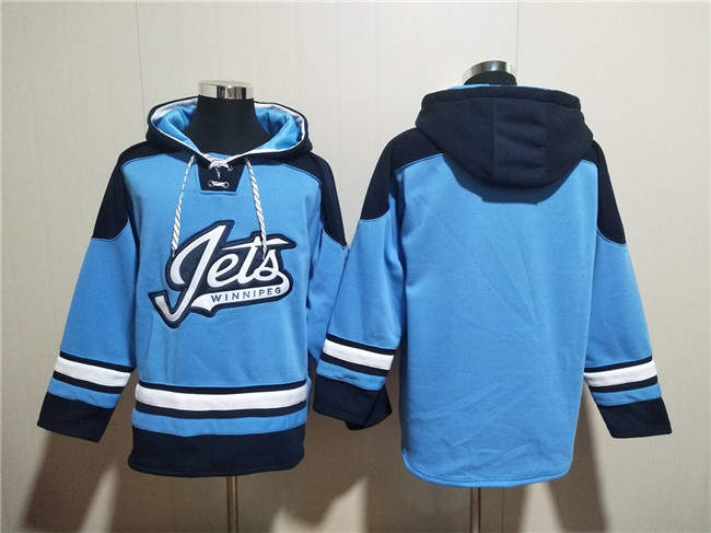 Winnipeg Jets Blank Blue Lace-Up Pullover Hoodie - Zenithce