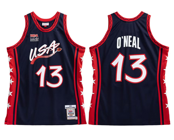 USA Team #13 Shaq O'Neal Navy 1996-97 Stitched Jersey - Zenithce