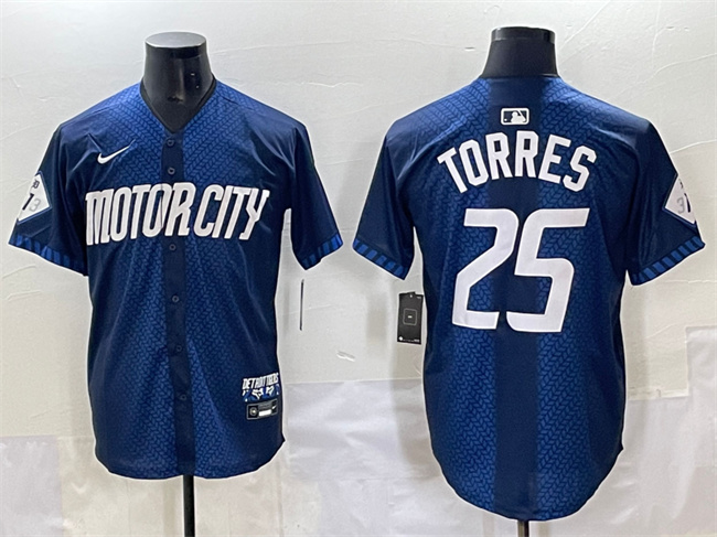 Detroit Tigers #25 Gleyber Torres Navy City Connect Cool Base Limited Stitched Jersey - Zenithce