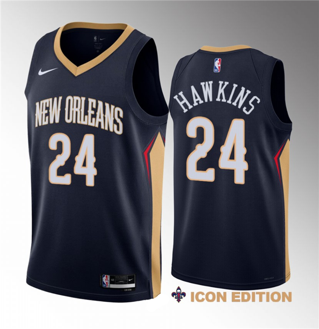 New Orleans Pelicans #24 Jordan Hawkins Navy 2023 Draft Icon Edition Stitched Jersey - Zenithce