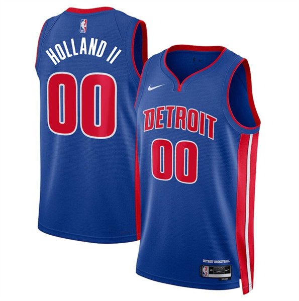 Detroit Pistons #00 Ron Holland II Blue 2024 Icon Edition Stitched Jersey - Zenithce