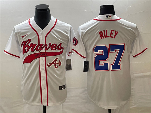 Atlanta Braves #27 Austin Riley White Cool Base With Patch Stitched Jersey - Zenithce