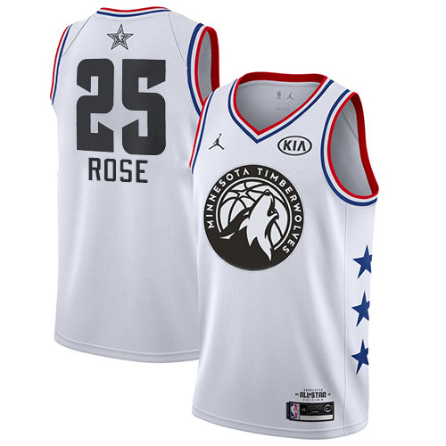 Timberwolves #25 Derrick Rose White Jordan Swingman 2019 All-Star Game Jersey - Zenithce