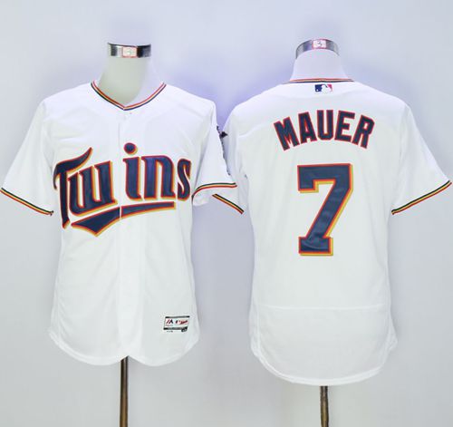 Twins #7 Joe Mauer White Flexbase Authentic Collection Stitched Jersey - Zenithce