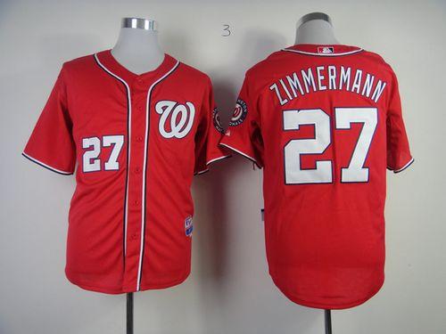 Nationals #27 Jordan Zimmermann Red Cool Base Stitched Jersey - Zenithce
