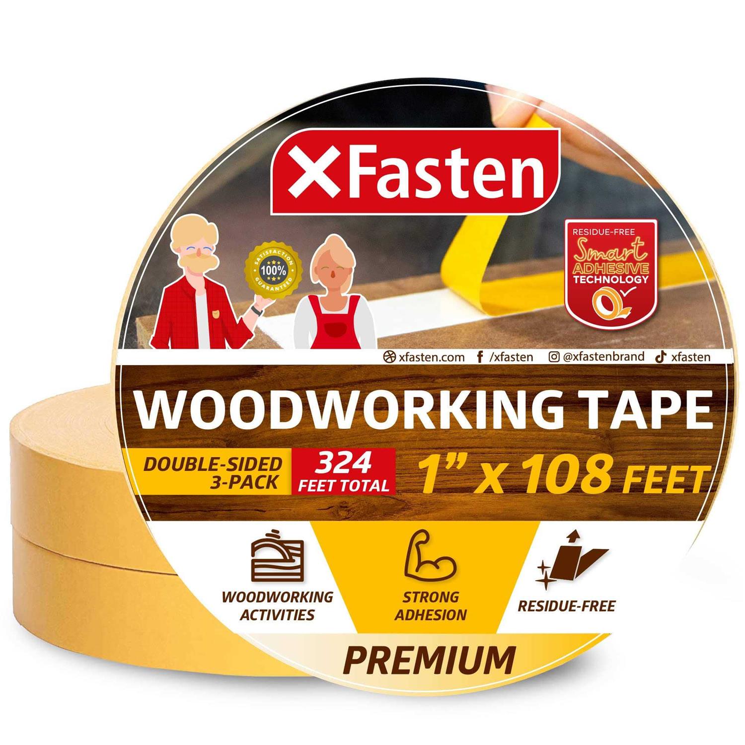 Xfasten Double Sided Carpet Tape 2 x 30 Yards Heavy Duty Residue-Free Rug Tape for Area Rugs and Hardwood Floor - Zenithce