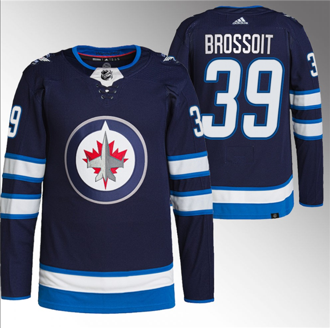 Winnipeg Jets #39 Laurent Brossoit Navy Stitched Jersey - Zenithce