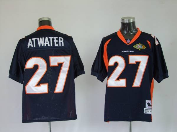Mitchel Ness Broncos #27 Steve Atwater Blue With 2010 Super Bowl Patch Stitched Throwback Jersey - Zenithce