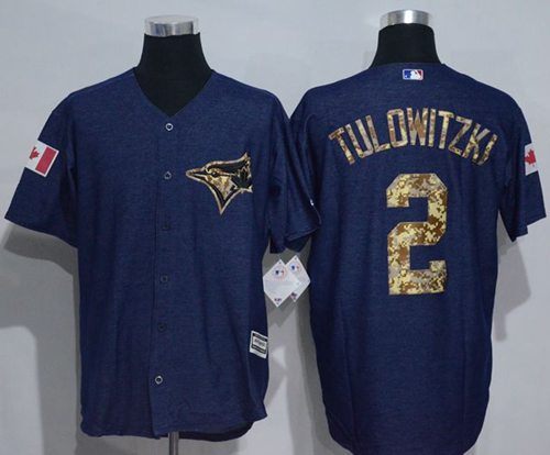 Blue Jays #2 Troy Tulowitzki Denim Blue Salute To Service Stitched Jersey - Zenithce