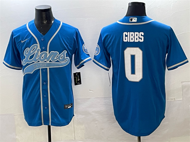 Detroit Lions #0 Jahmyr Gibbs Blue Cool Base Stitched Jersey - Zenithce