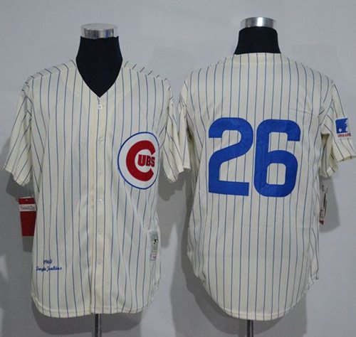 Mitchell And Ness 1969 Cubs #26 Billy Williams Cream Strip Throwback Stitched Jersey - Zenithce