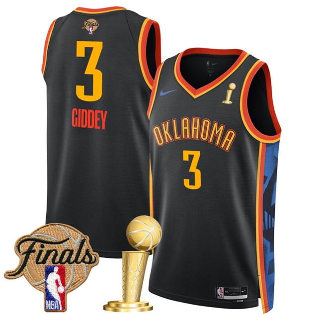 Oklahoma City Thunder #3 Dillon Jones Black 2025 Finals Patch And Finals Champions Patch City Edition Stitched Jersey - Zenithce