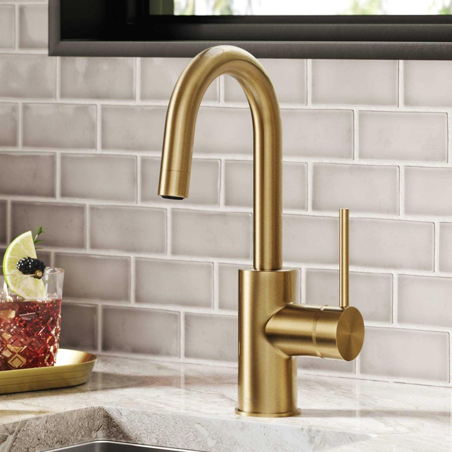 Kraus Oletto Single Handle Kitchen Bar Faucet with QuickDock Top Mount Assembly KPF-2600BB - Zenithce