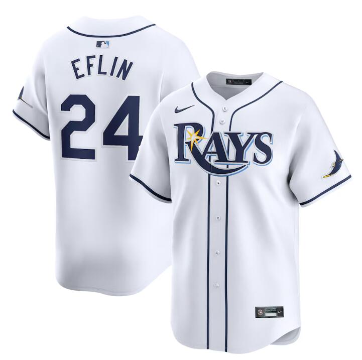 Tampa Bay Rays #24 Zach Eflin White Home Limited Stitched Jersey - Zenithce