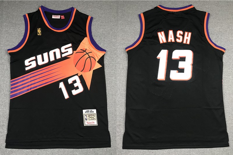 Phoenix Suns #13 Steve Nash Black Gold Hardwood Classics Soul Swingman Throwback Jersey - Zenithce