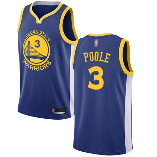 Warriors #3 Jordan Poole Blue Swingman Icon Edition Jersey - Zenithce