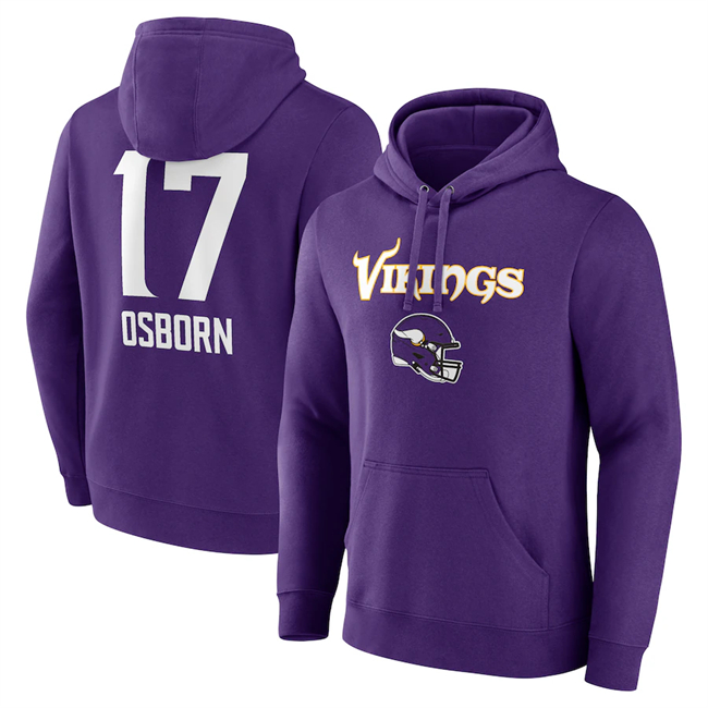 Minnesota Vikings #17 K.J. Osborn Purple Team Wordmark Player Name Number Pullover Hoodie - Zenithce
