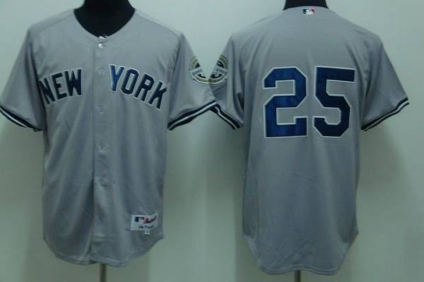 Yankees #25 Mark Teixeira Stitched Grey Jersey - Zenithce