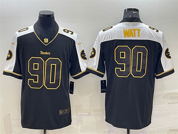 Pittsburgh Steelers #90 T. J. Watt Black Gold Thanksgiving Vapor Untouchable Limited Stitched Jersey - Zenithce
