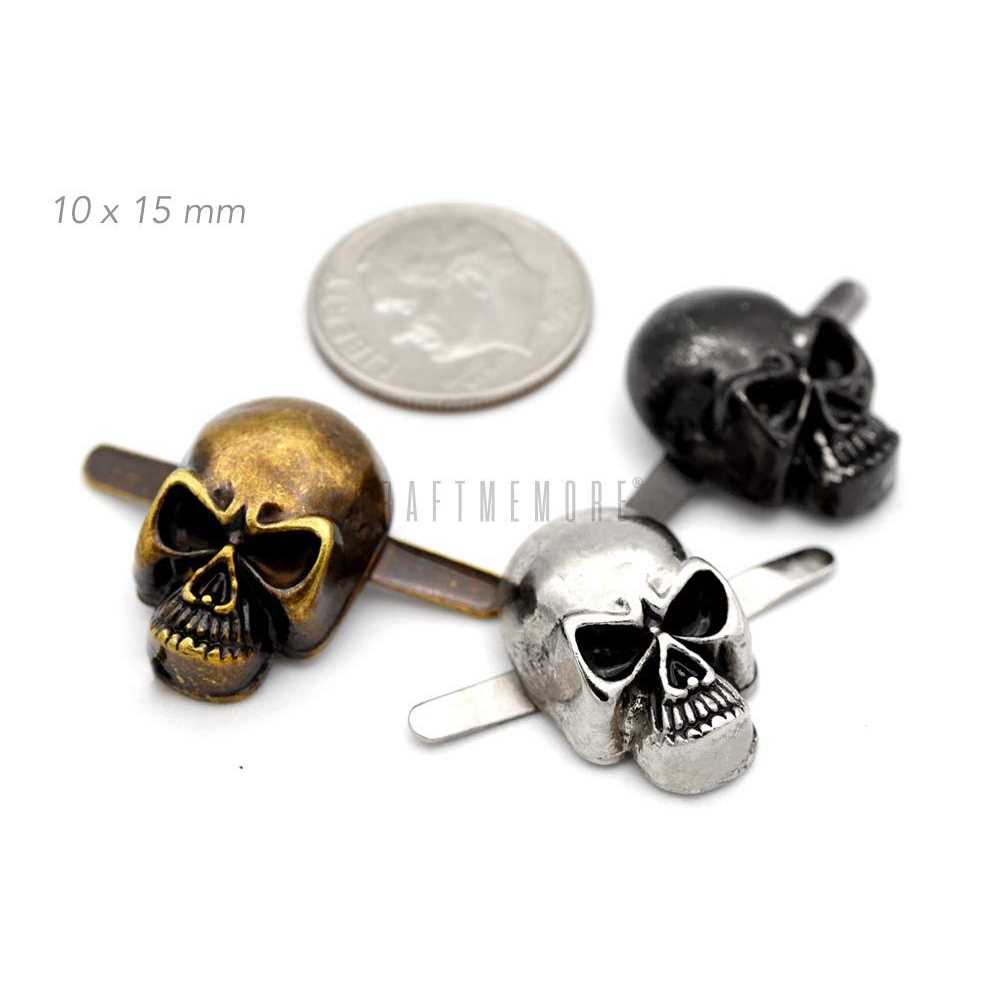 Craftmemore Skull Prong Stud Head Bone Gothic Style Ghost Studs Leather Craft Decorations Pack of 10 - Zenithce