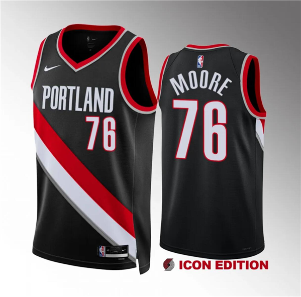 Portland Trail Blazers #76 Taze Moore Black Icon Edition Stitched Jersey - Zenithce