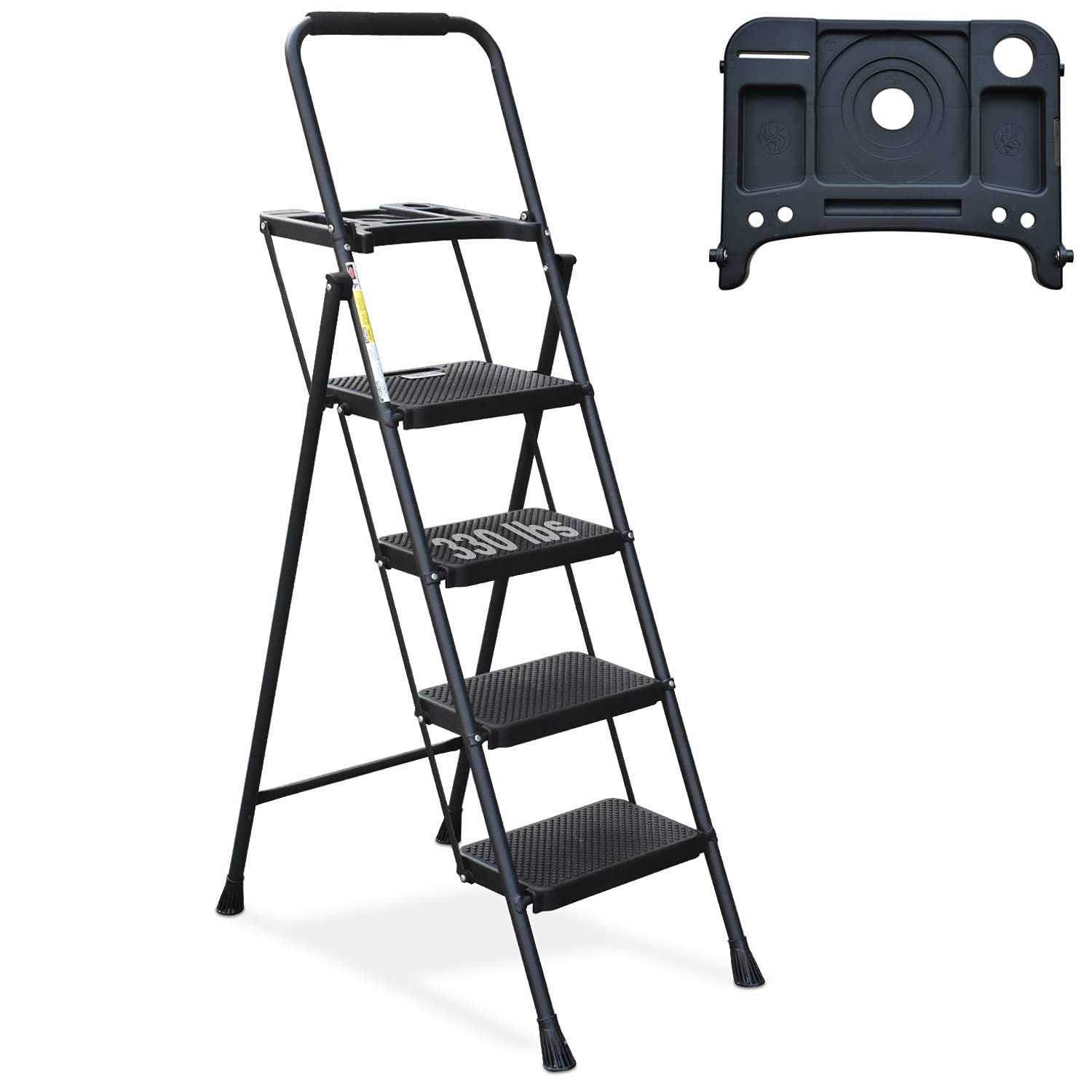HBTower Step Ladder Folding Step Stool with Wide Anti-Slip Pedal - Zenithce