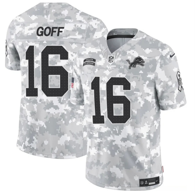 Detroit Lions #16 Jared Goff Arctic Camo 2024 F.U.S.E. Salute To Service Limited Stitched Jersey - Zenithce