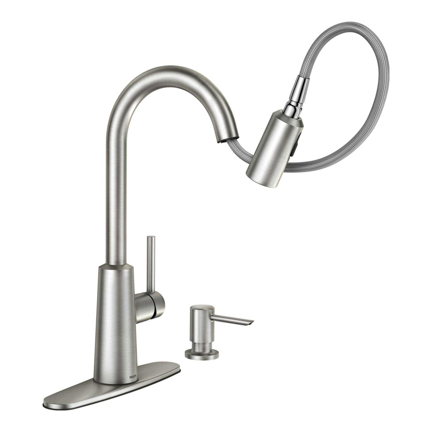 Moen Nolia One Handle Bronzed Gold Pull-Down Kitchen Faucet - Zenithce