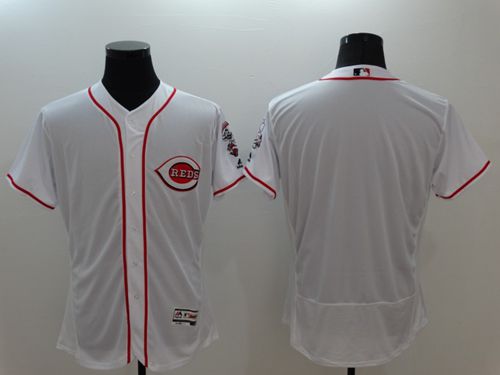 Reds Blank White Flexbase Authentic Collection Stitched Jersey - Zenithce