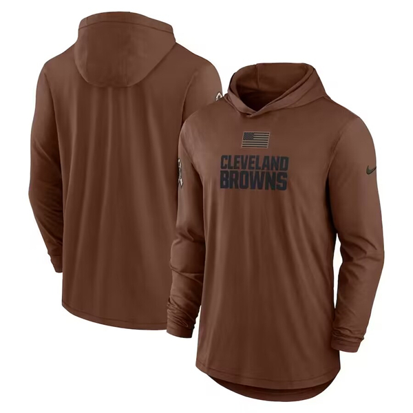 Cleveland Browns Brown 2023 Salute To Service Lightweight Long Sleeve Hoodie - Zenithce