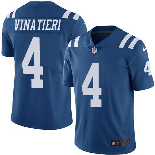 Colts #4 Adam Vinatieri Royal Blue Stitched Limited Rush Nike Jersey - Zenithce