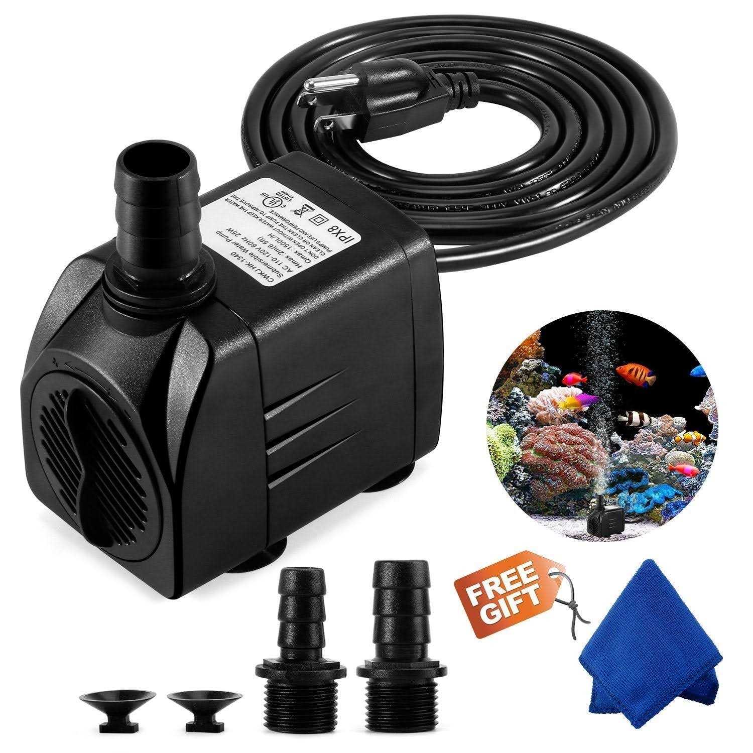 Cwkj Fountain Pump Submersible Water Pump Durable Outdoor Fountain Water Pump Power Cord - Zenithce