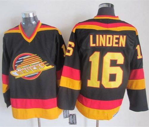 Canucks #16 Trevor Linden Black Gold CCM Throwback Stitched Jersey - Zenithce