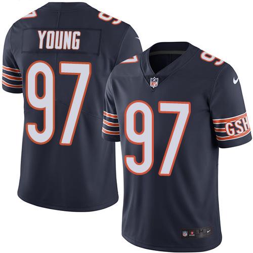 Bears #97 Willie Young Navy Blue Stitched Limited Rush Nike Jersey - Zenithce