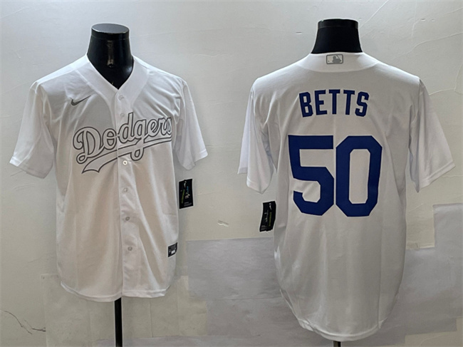 Los Angeles Dodgers #50 Mookie Betts White Fashion Cool Base Stitched Jersey - Zenithce