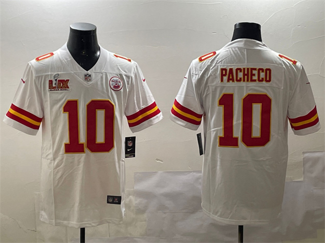 Kansas City Chiefs #10 Isiah Pacheco White 2025 Super Bowl LIX Patch Vapor Untouchable Limited Stitched Jersey - Zenithce