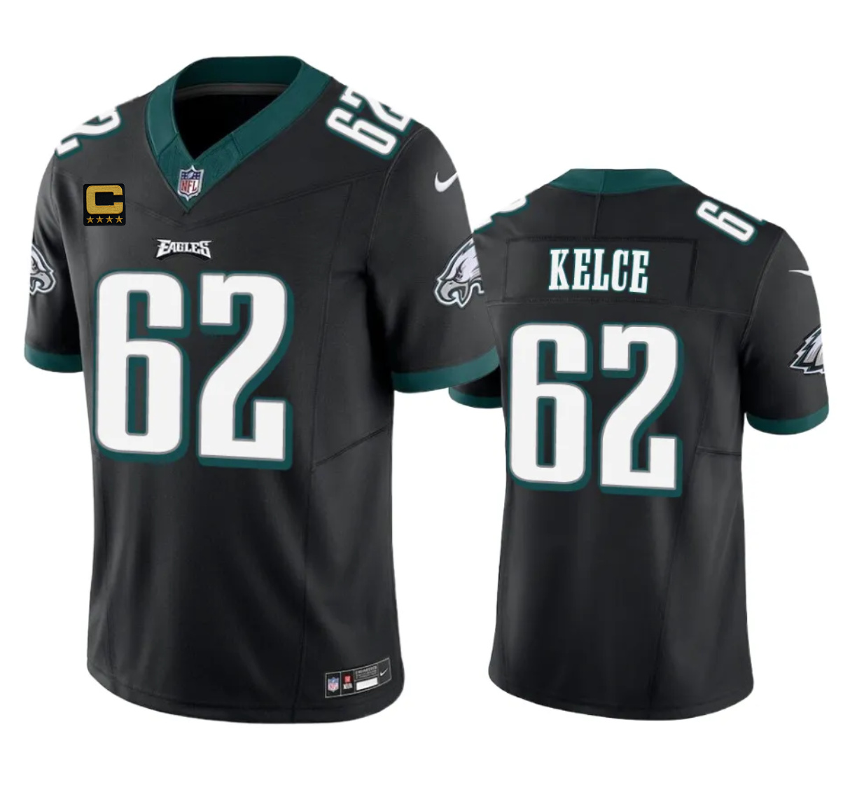 Philadelphia Eagles #62 Jason Kelce Black 2023 F.U.S.E. With 4-Star C Patch Vapor Vapor Untouchable Limited Stitched Jersey - Zenithce