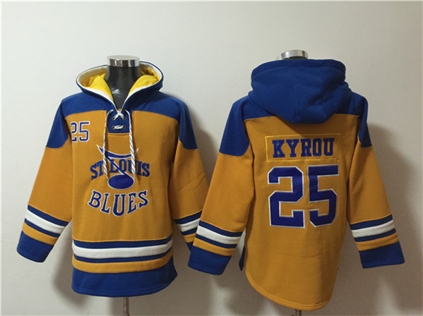 St. Louis Blues #25 Jordan Kyrou Yellow Ageless Must-Have Lace-Up Pullover Hoodie - Zenithce